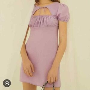 Elegant Lavender Puff Sleeve Dress